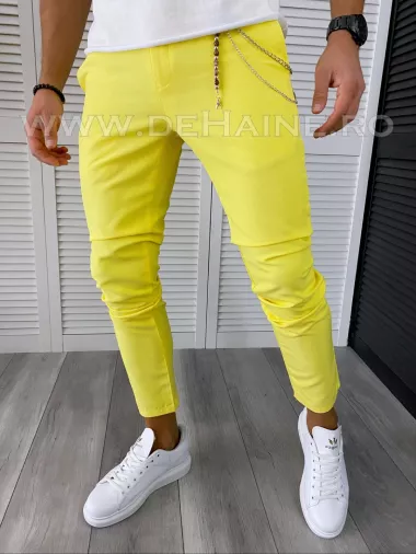 Pantaloni barbati casual regular fit galbeni B1734 F6 U4-1